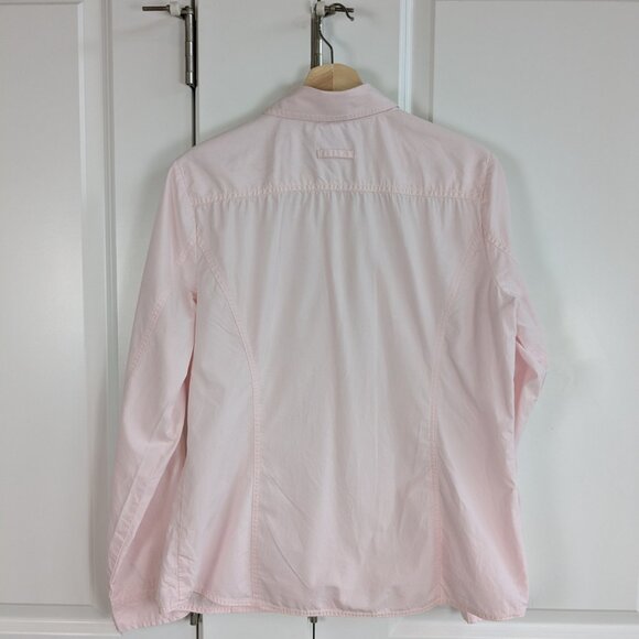 Tommy Hilfiger Button Up Roll Tab Shirt Women L Pink Tailored Fit Western - Picture 10 of 10